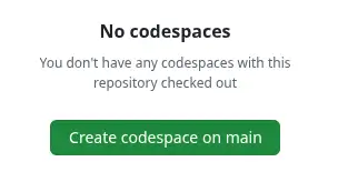 A screenshot of the GitHub web UI option to create a new Codespace on main